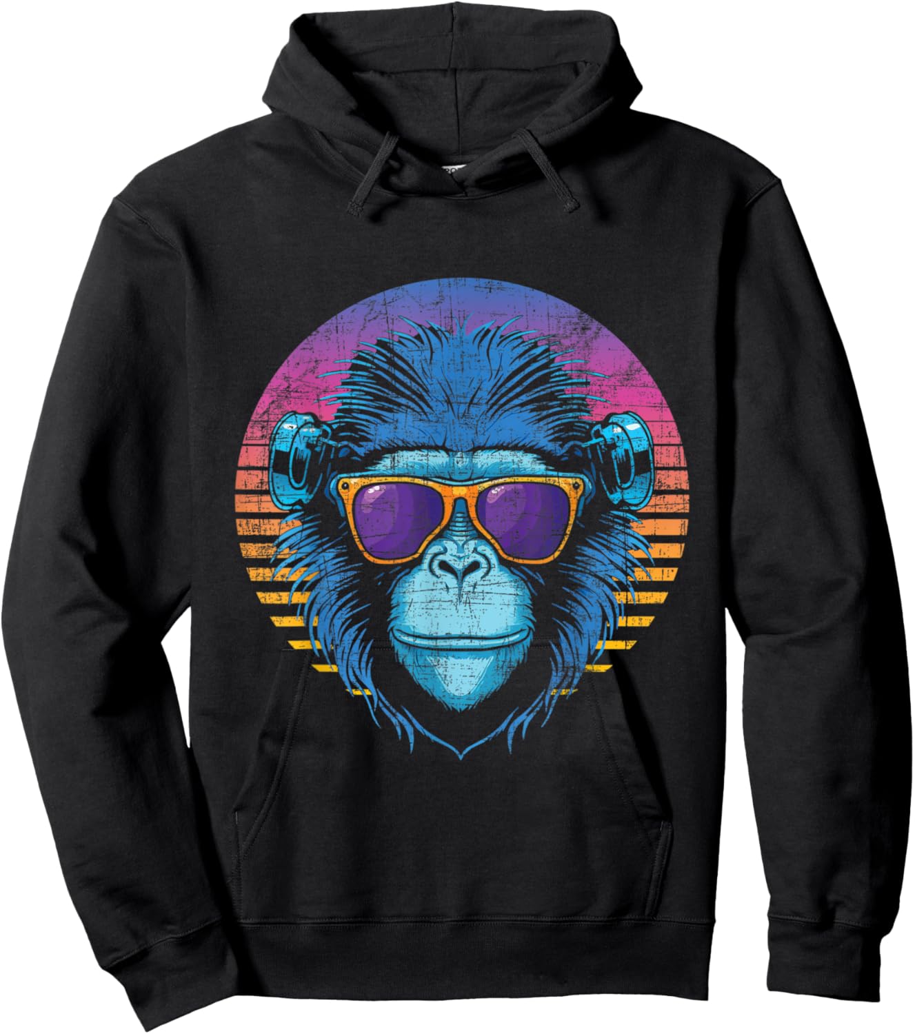 Cool Hipster Monkey - Primate Jungle Safari Zoo Animal Lover Hoodie - Hoodie | Black