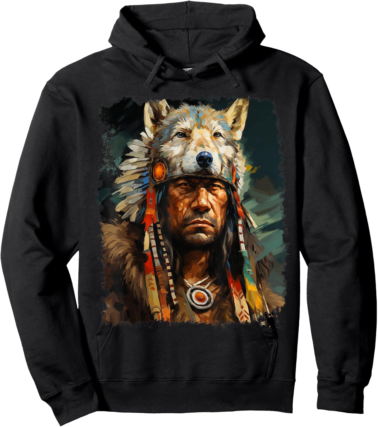 Wolf Native American Hoodie - Hoodie | Black