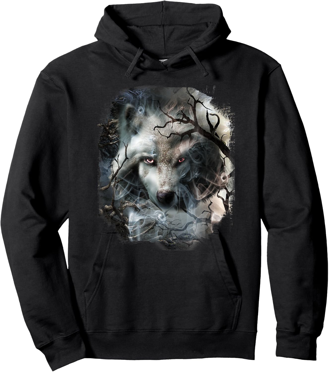 Forest Tree Wolf Face Noir Hoodie - Hoodie | Black