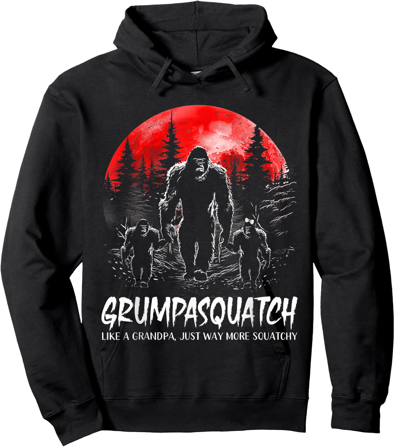 Grumpa Squatch Funny Bigfoot Dad Sasquatch Yeti Fathers day Hoodie - Hoodie | Black