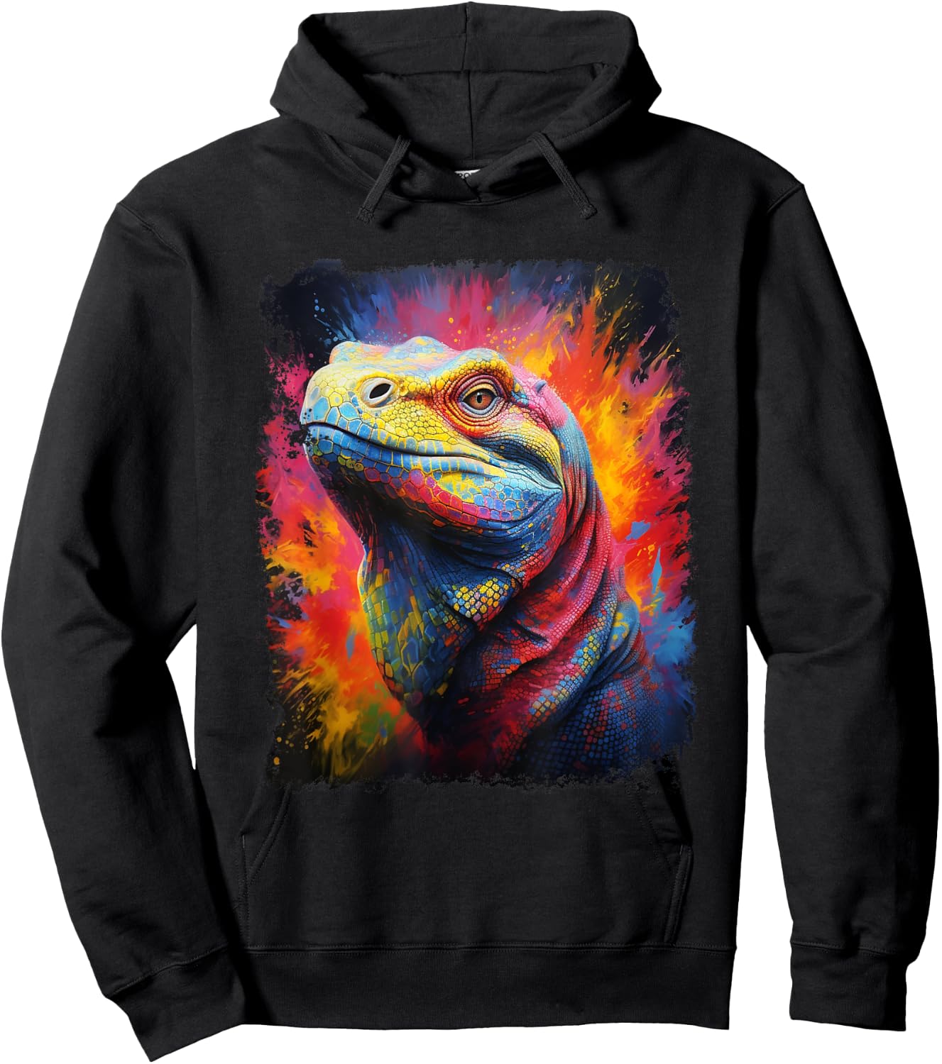 Pop Art Komodo Dragon Hoodie - Hoodie | Black