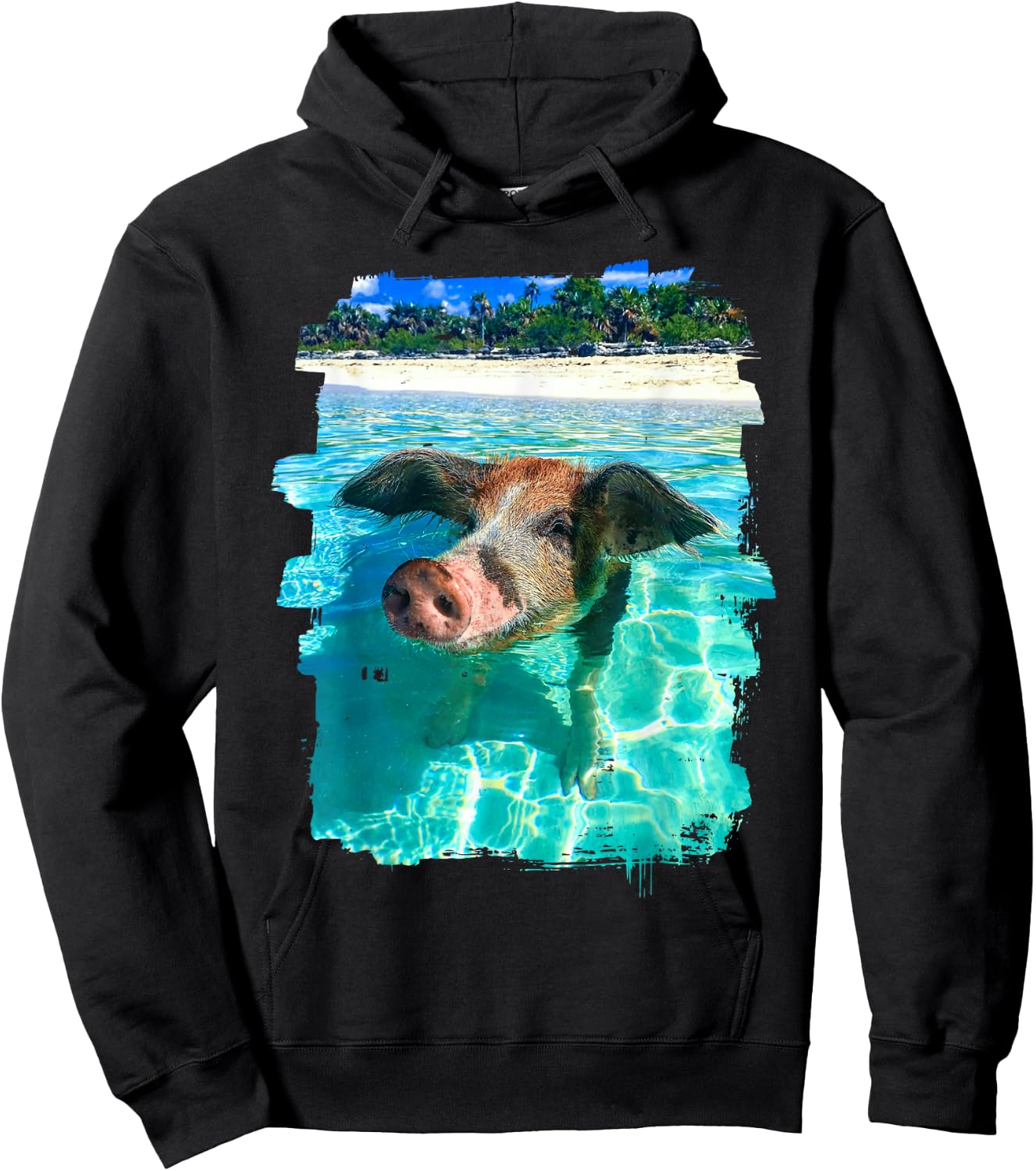 The Bahamas Swimming Pig Caribbean Beach Trips Summer Vibes Hoodie - Hoodie | Black