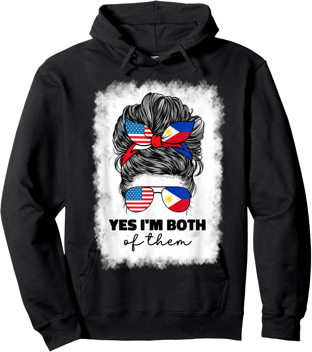 Half Filipino And American America Philippines Usa Flag Girl Hoodie - Hoodie | Black