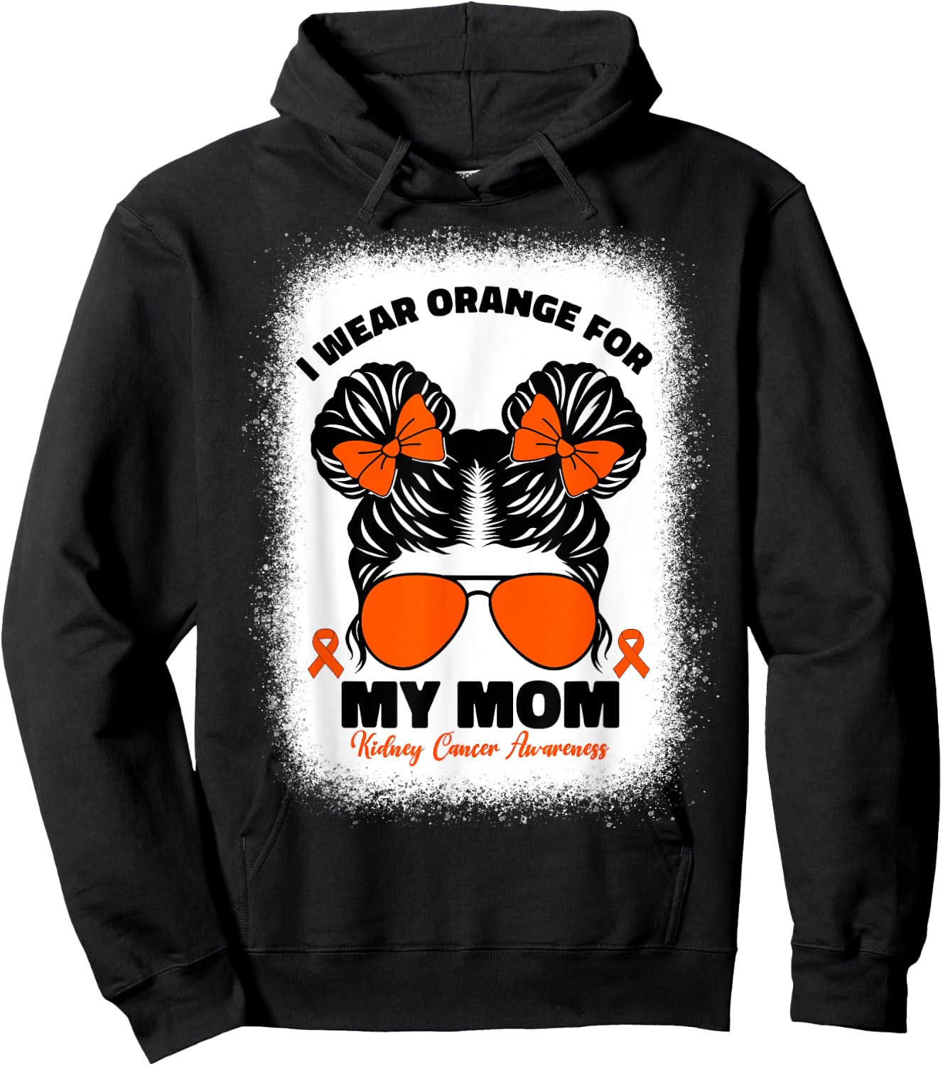 I Wear Orange For My Mom Kidney Cancer Awareness For Kids Hoodie - Hoodie | Black