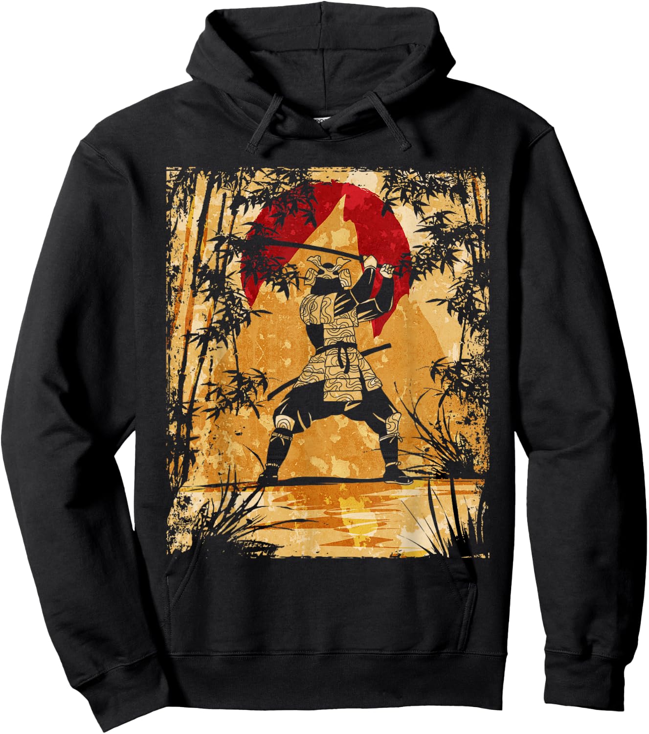 Samurai Japanese Art Vintage Fighter Retro Hoodie - Hoodie | Black