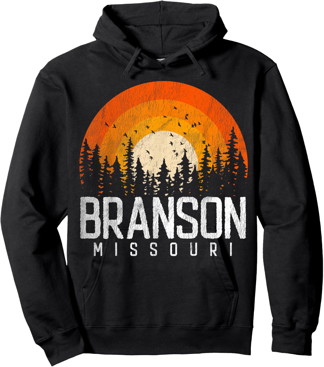 Branson Missouri MO Shirt Retro Vintage 70s 80s 90s Gift Hoodie - Hoodie | Black