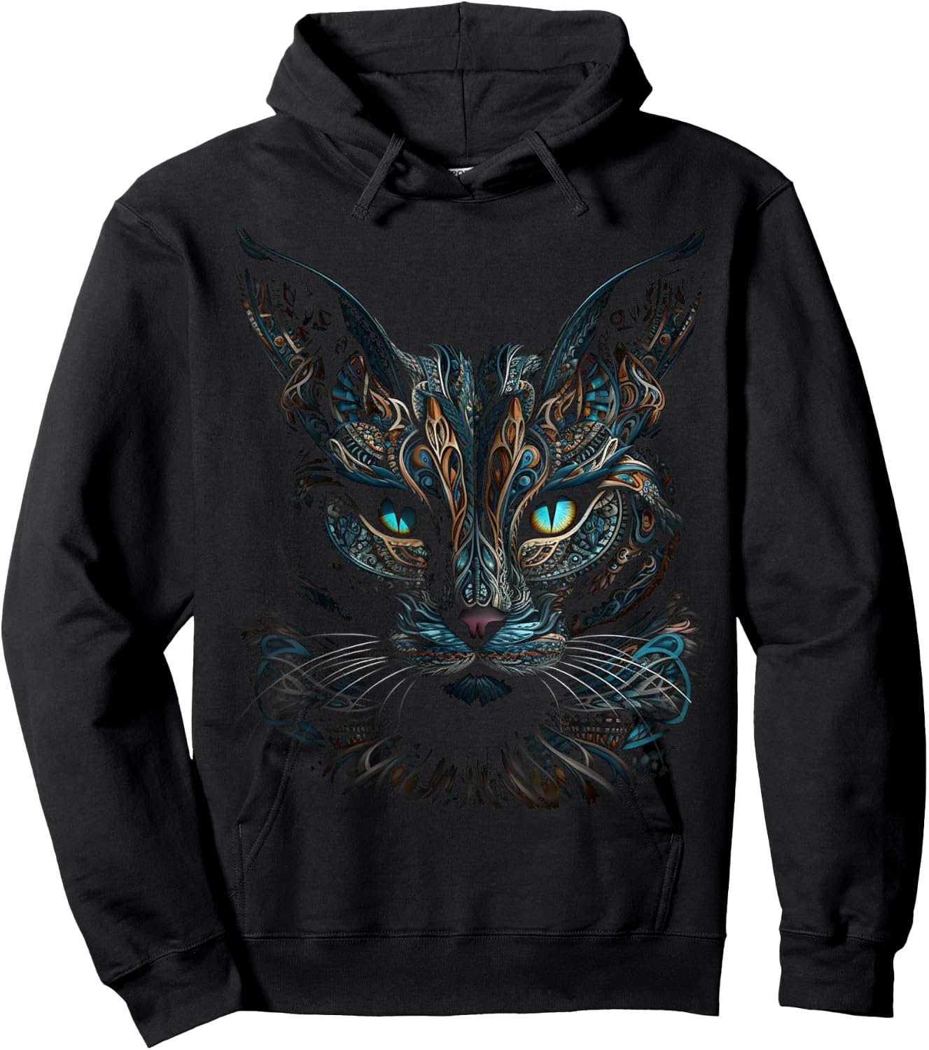 Cat Pet Animal Art - Blue Eyes Artwork Cat Women Kids Hoodie - Hoodie | Black