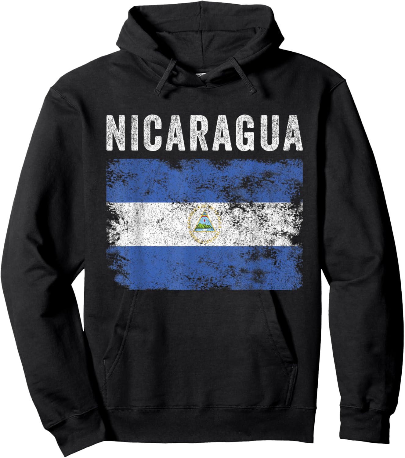 Nicaragua Flag Distressed - Men Women Kids - Nicaraguan Flag Hoodie - Hoodie | Black