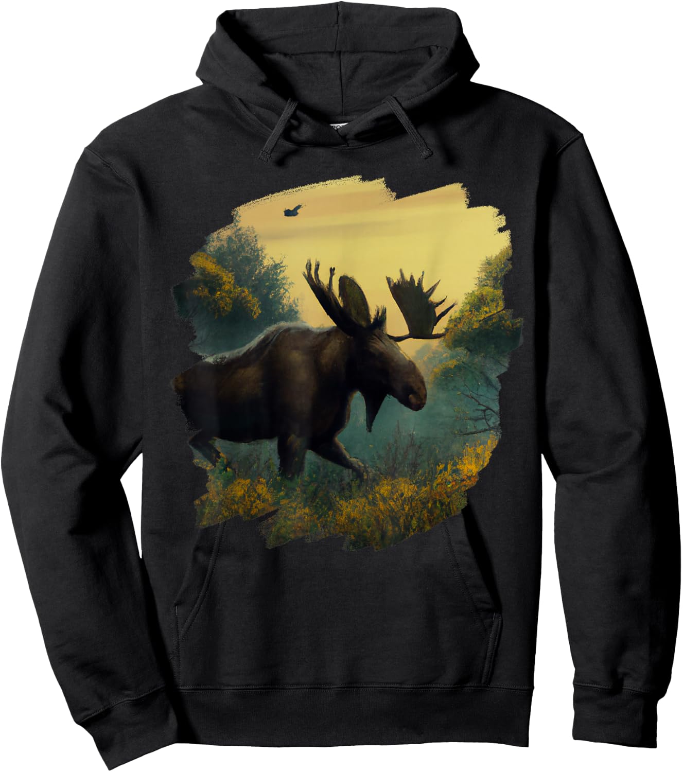 Moose Retro Vintage Animal Moose Nature Wildlife Art Hoodie - Hoodie | Black
