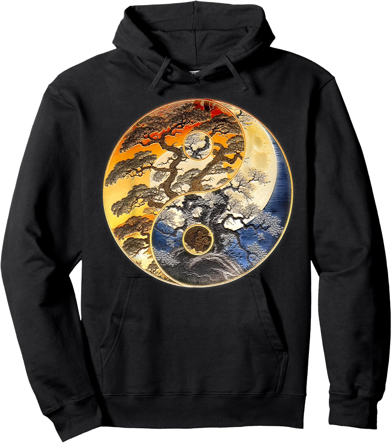 Yin Yang Tree of Life Moon Sun Duality Hoodie - Hoodie | Black