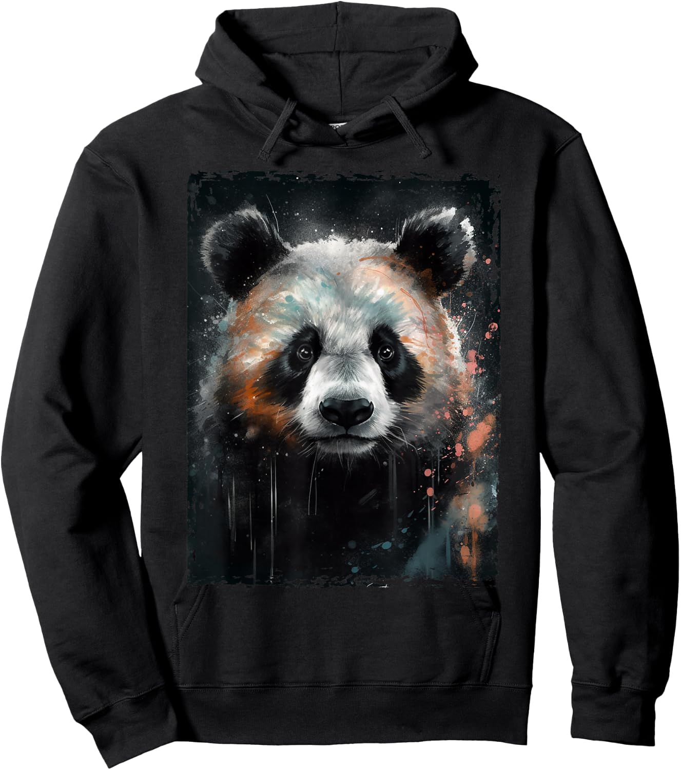 Panda Watercolor Panda Lovers Oil Painting Boys Kids Funny Hoodie - Hoodie | Black