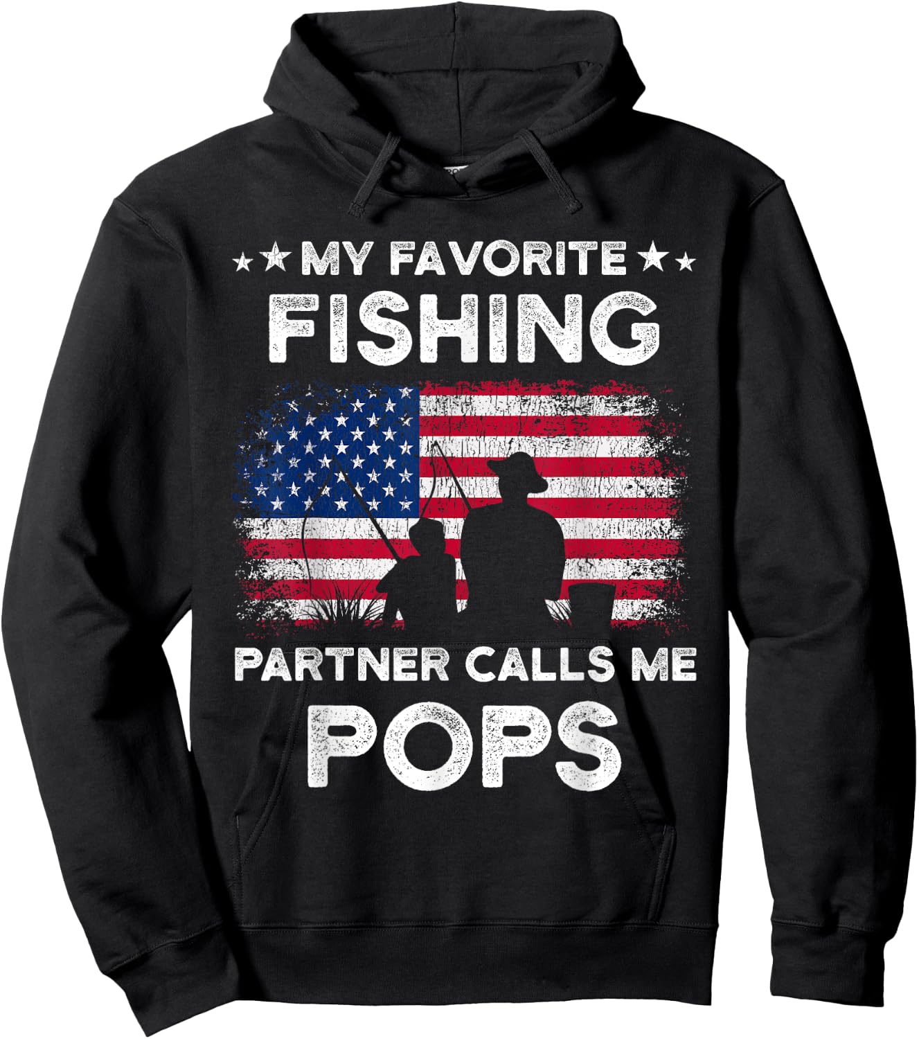 My Favorite Fishing Partner Calls Me Pops Fishing Buddy Hoodie - Hoodie | Black