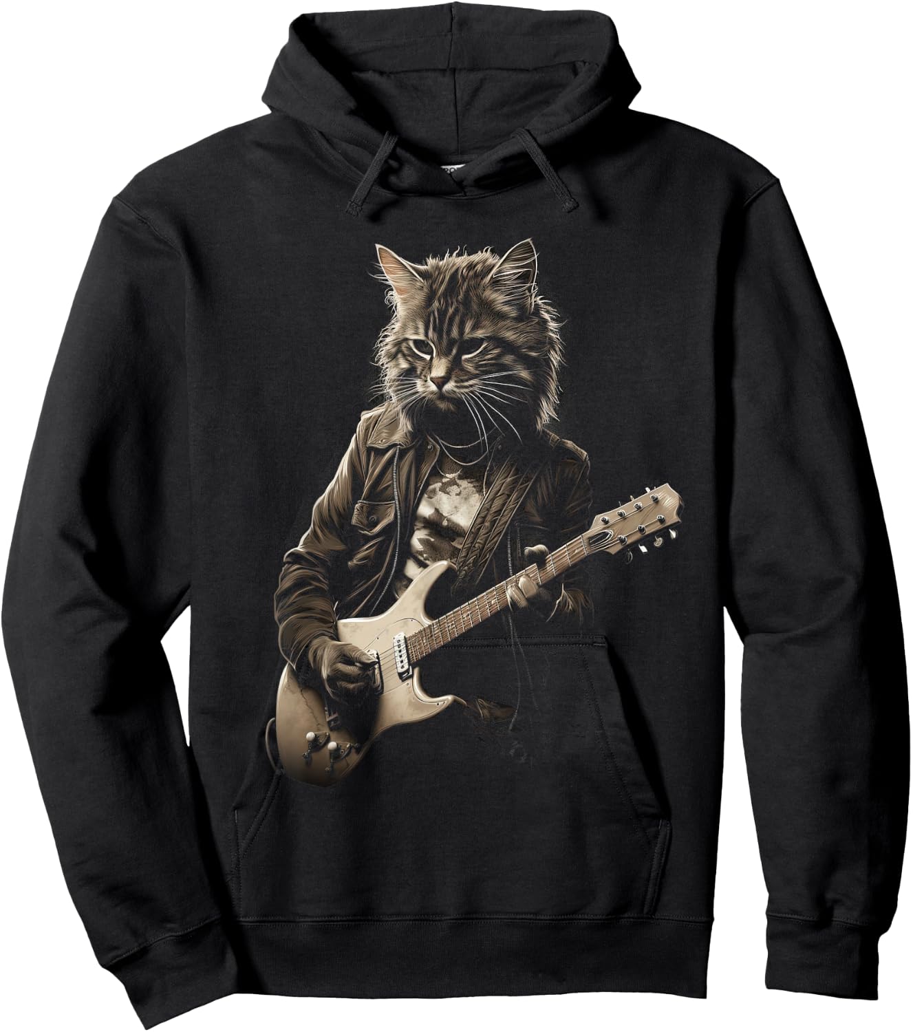 Cat Playing Bass Guitar Guitarist Rocker cool Hoodie - Hoodie | Black