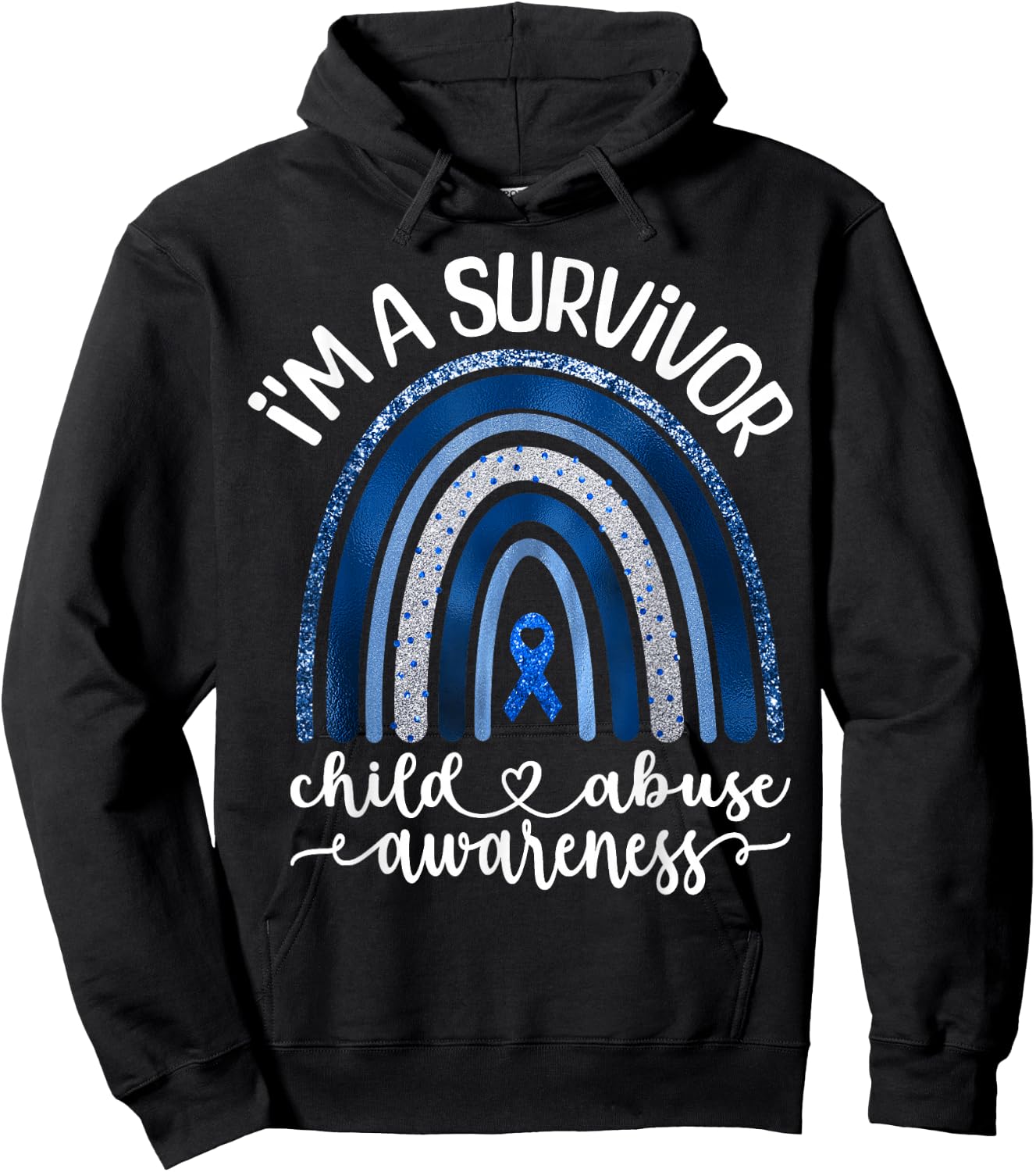 Child Abuse Survivor Child Abuse Prevention Month Rainbow Hoodie - Hoodie | Black