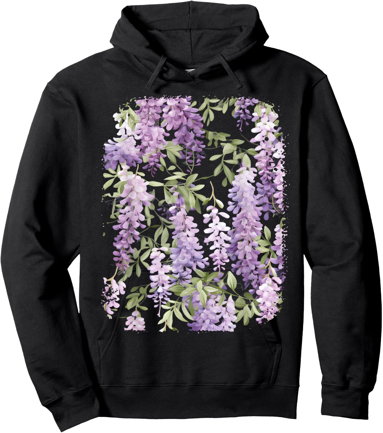 Wisteria Flower Bouquet Plant Lover Floral Pattern Design Hoodie - Hoodie | Black
