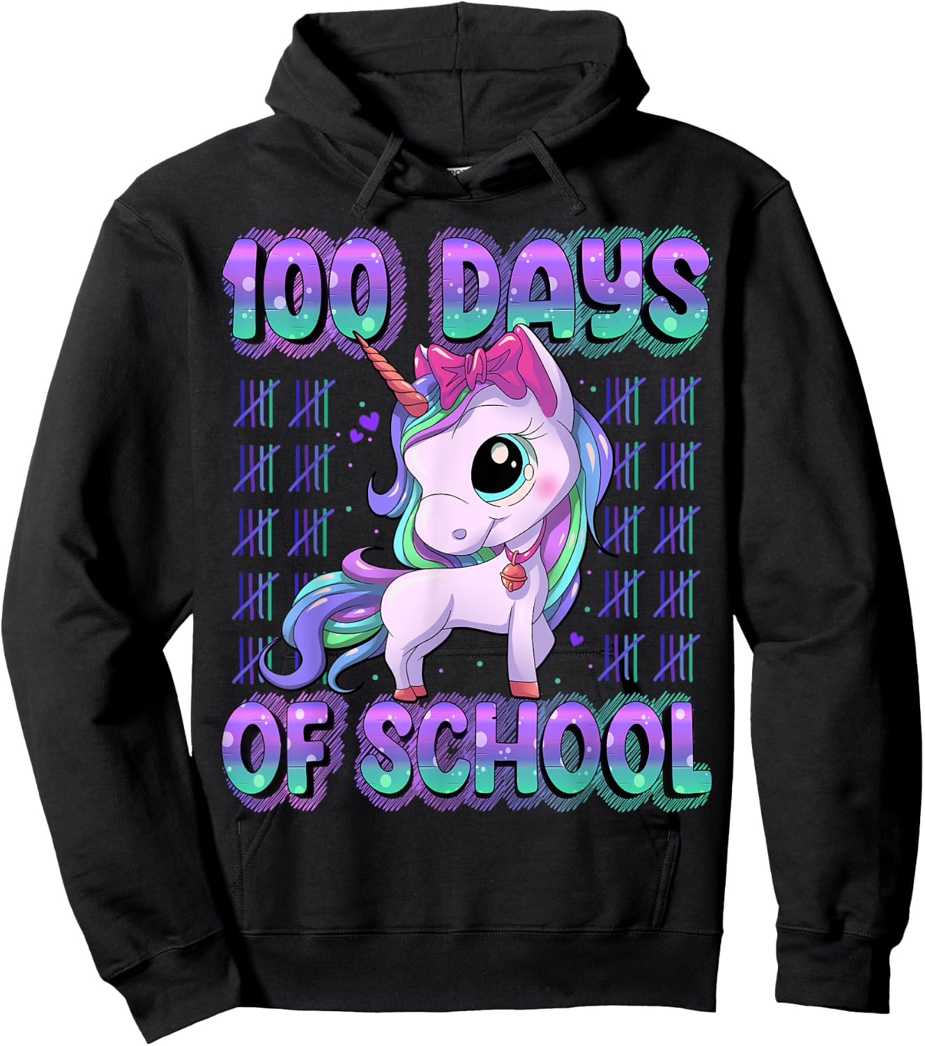 100 Magical Day of School Unicorn Shirts 100 Days Smarter Kids School Shirt Black Short Sleeve Small Hoodie - Hoodie | Black