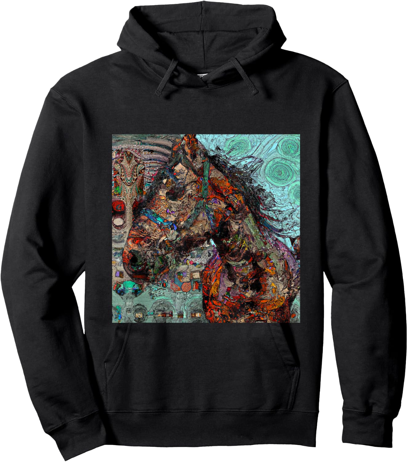 Horse Tribal Abstract Native American Art Design Hoodie - Hoodie | Black