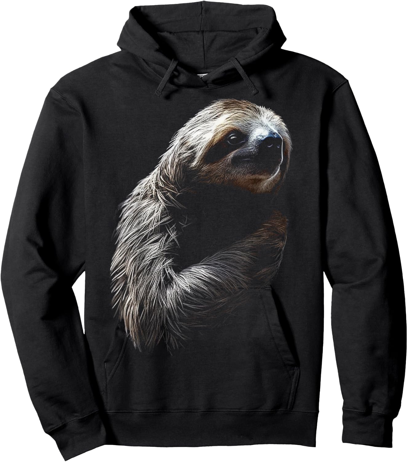 Sloth Portrait Artwork | Animal Motif Sloth Hoodie - Hoodie | Black