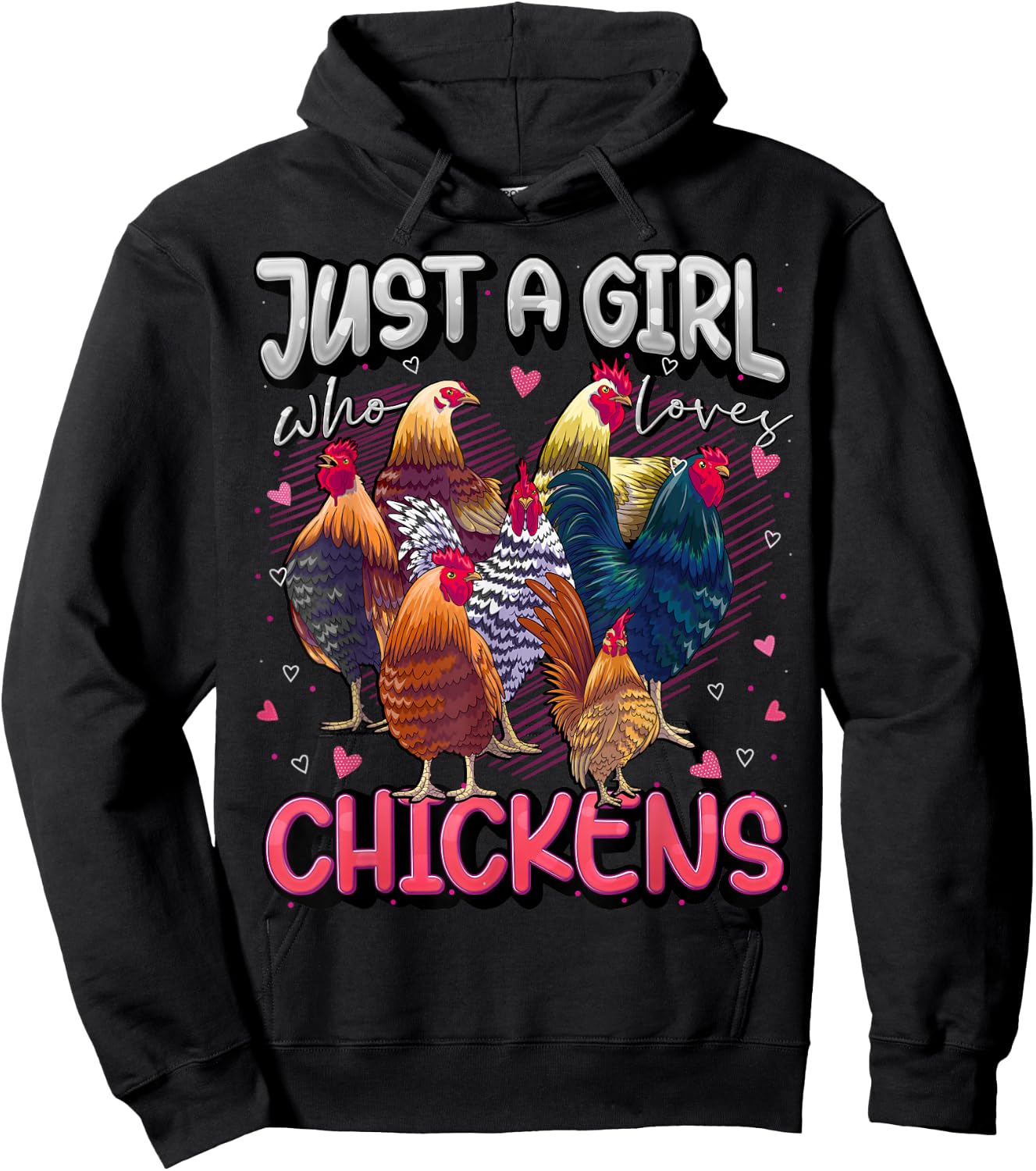 Just A Girl Who Loves Chickens Cute Chicken Lover Farmers Hoodie - Hoodie | Black
