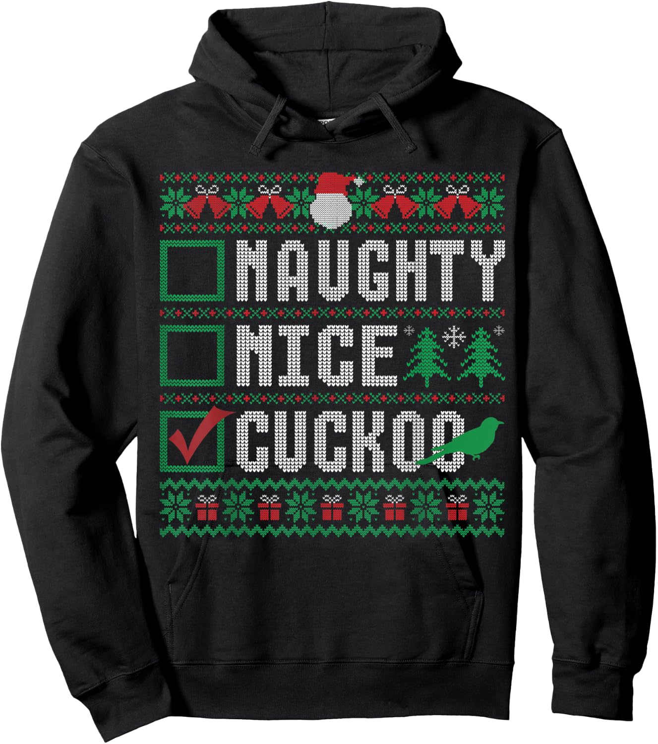 Naughty Nice Cuckoo Birds Animal Lovers Christmas List Hoodie - Hoodie | Black