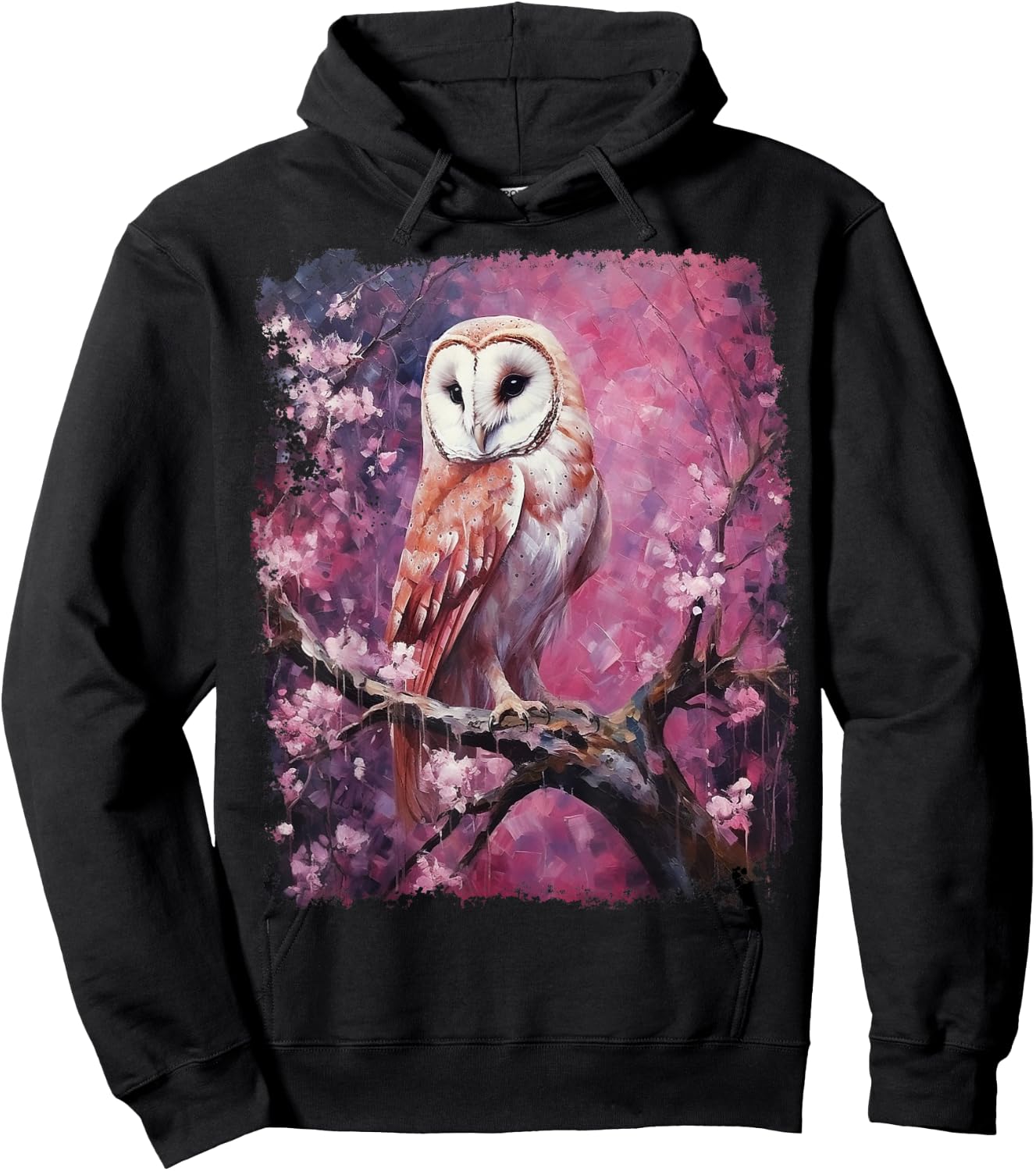 Pop Art Colorful Barn Owl Pink Hoodie - Hoodie | Black