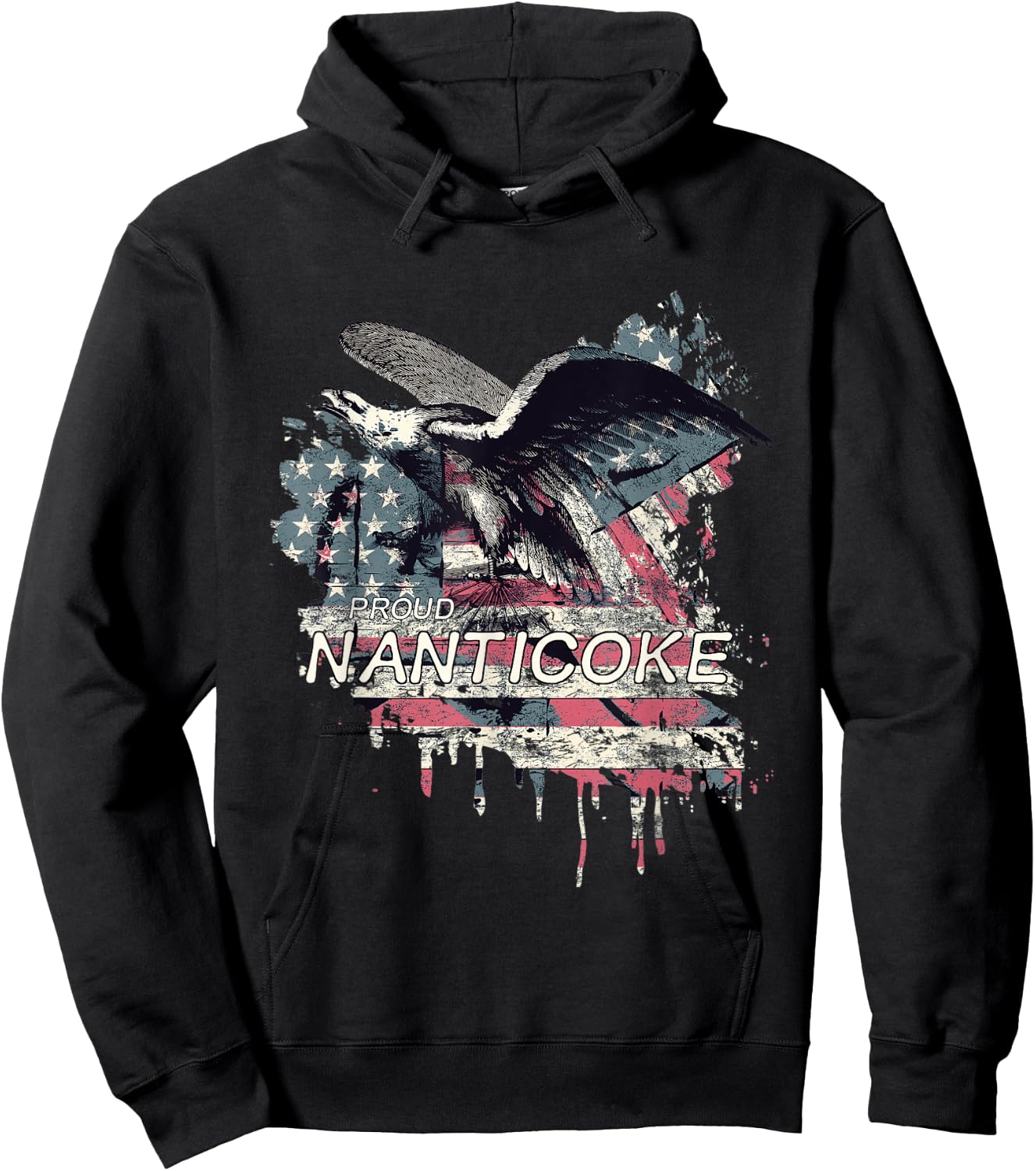 Nanticoke American Indian Tribe Old theme USA Flag Eagle Women Men Hoodie - Hoodie | Black