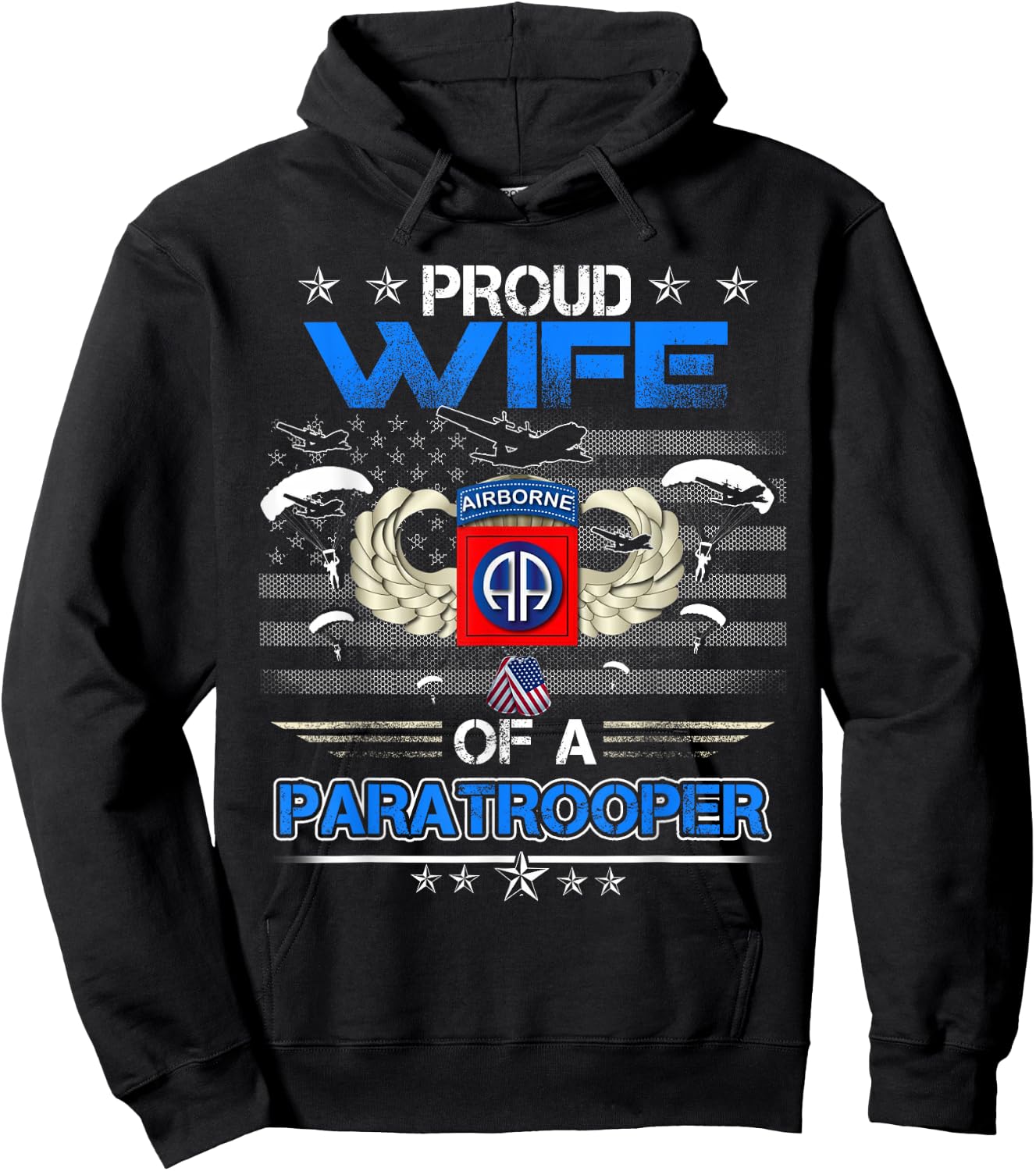 Proud Wife Of A Army 82Nd Airborne Paratroope Veteran Women Hoodie - Hoodie | Black