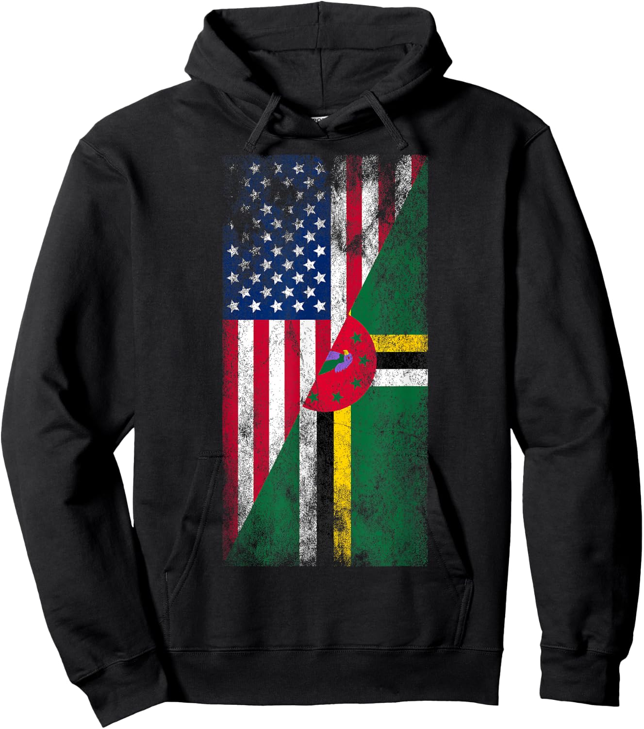 USA & Dominica Flags - United States of America, Dominican Hoodie - Hoodie | Black