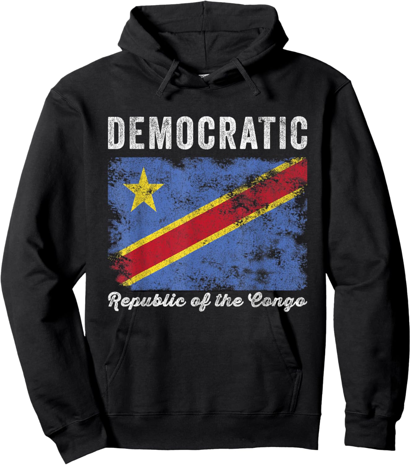 Democratic Republic of the Congo Flag Distressed Hoodie - Hoodie | Black