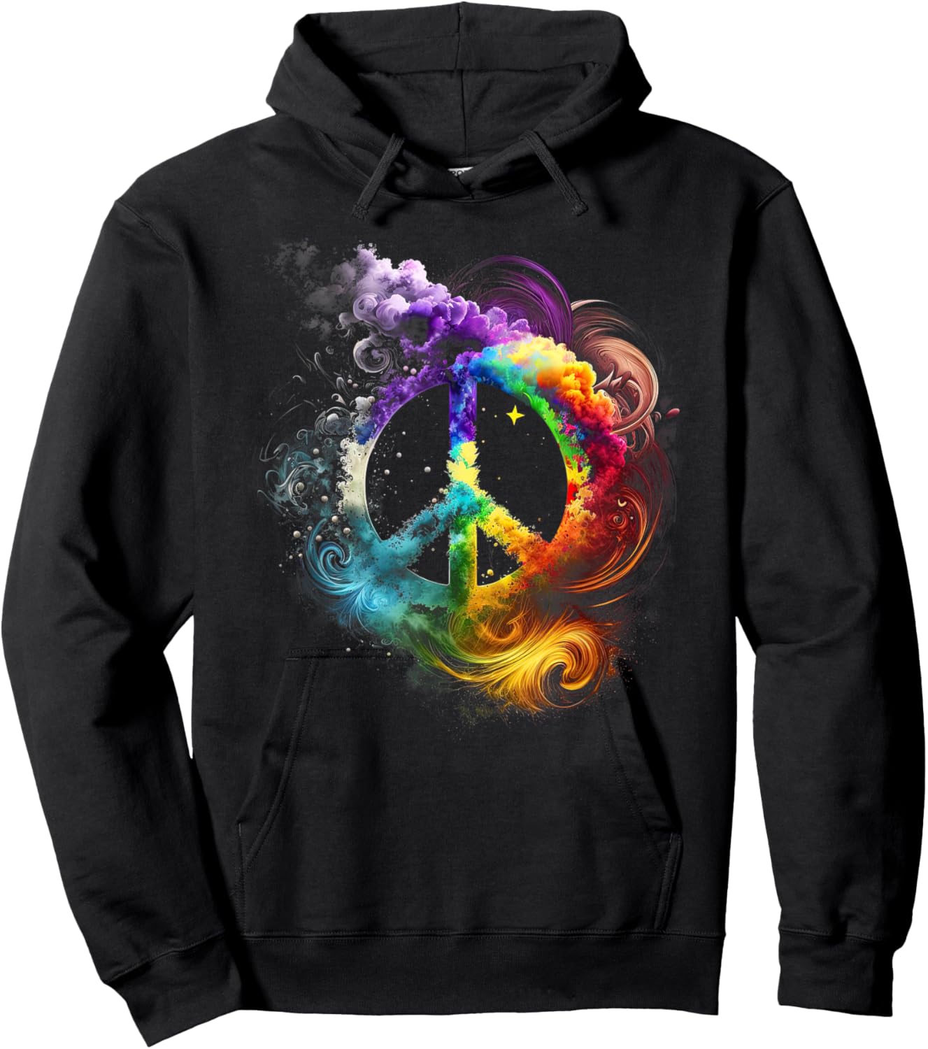Peace sign of freedom hippie flower child space science Hoodie - Hoodie | Black