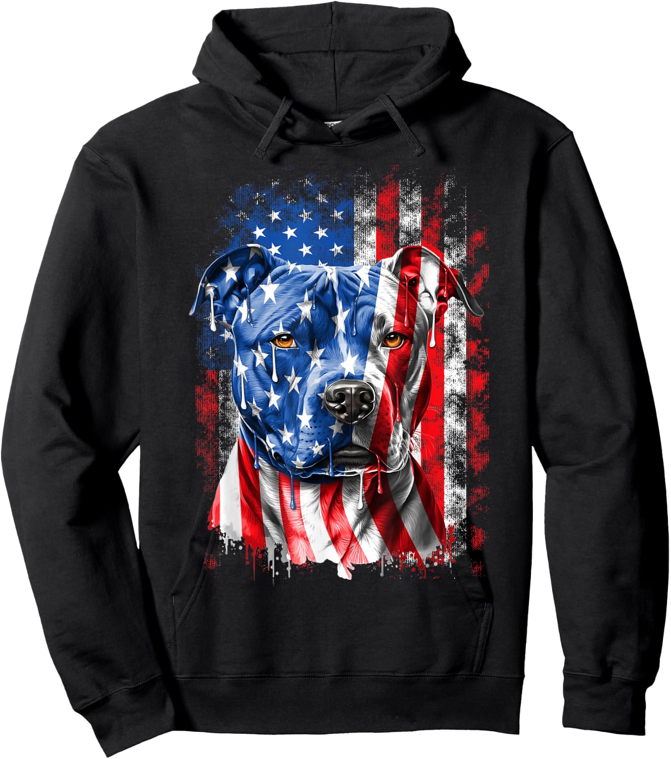 Abab Patriotic Pitbull Dog Lover Owner 4th Of July Retro Pitbull Dog & American Flag Independence Day July 4th Hoodie - Hoodie | Black