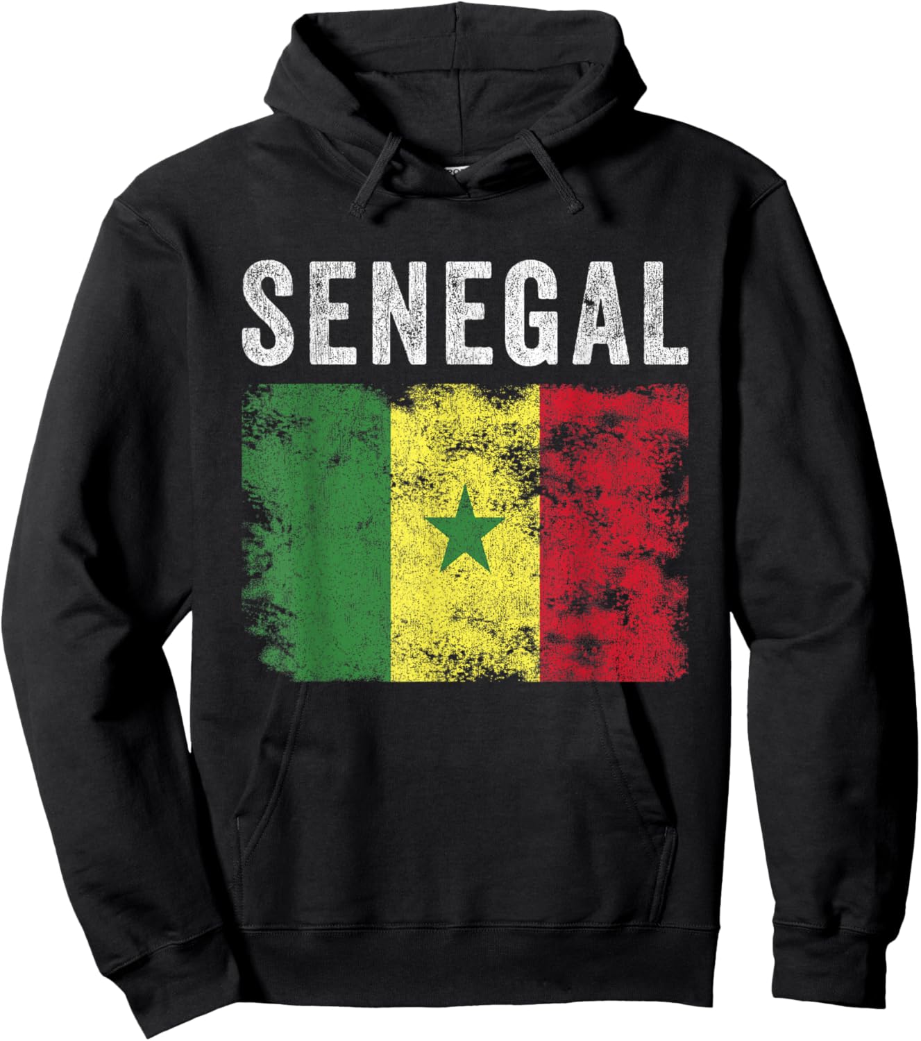 Senegal Flag Distressed - Men Women Kids - Senegalese Flag Hoodie - Hoodie | Black