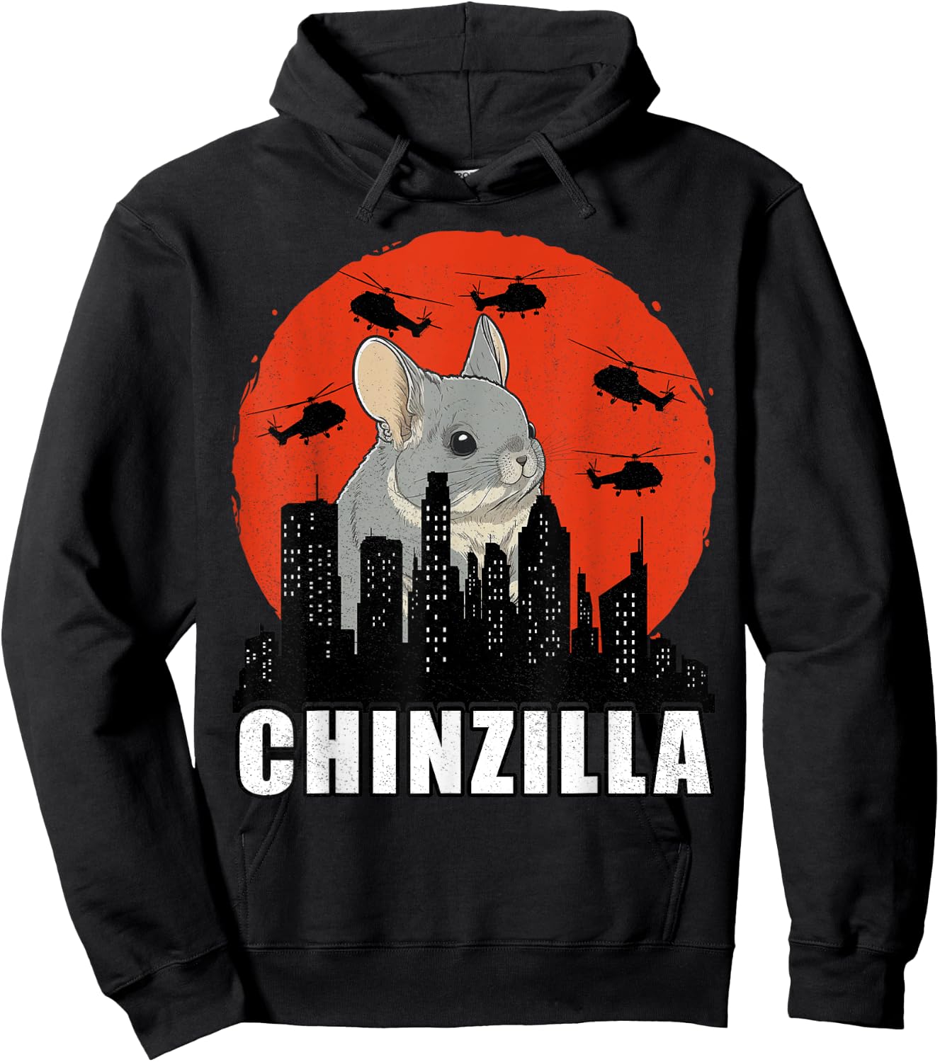 Chinchilla Chinzilla Retro Chinchilla Lovers Funny Hoodie - Hoodie | Black