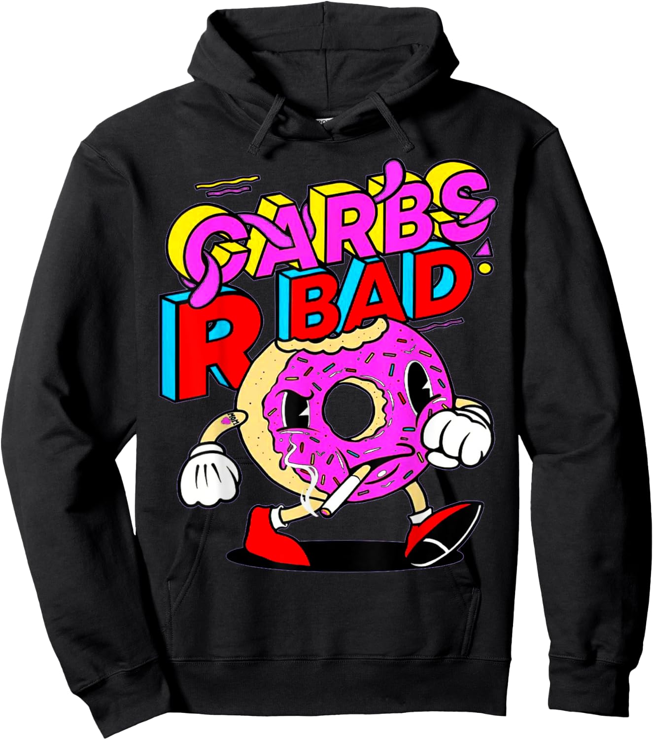 Funny Carbs R Bad Weightlifting Workout Bodybuilding Gym Hoodie - Hoodie | Black