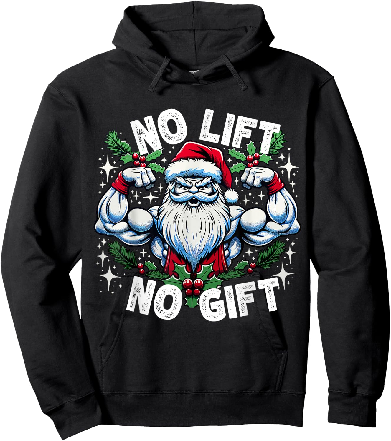 Santa Fitness Bodybuilding Christmas "No Lift No Gift" Hoodie - Hoodie | Black