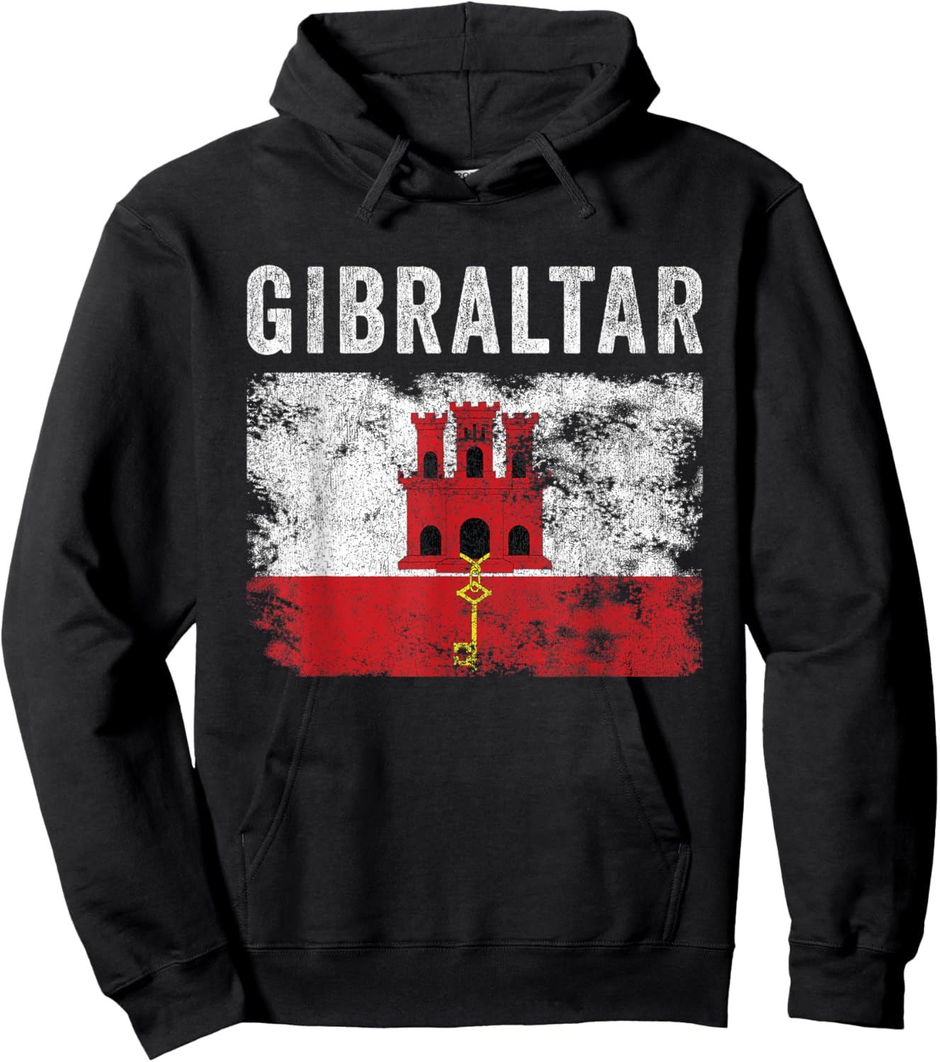 Gibraltar Flag Distressed - Men Women - Gibraltarian Flag Hoodie - Hoodie | Black