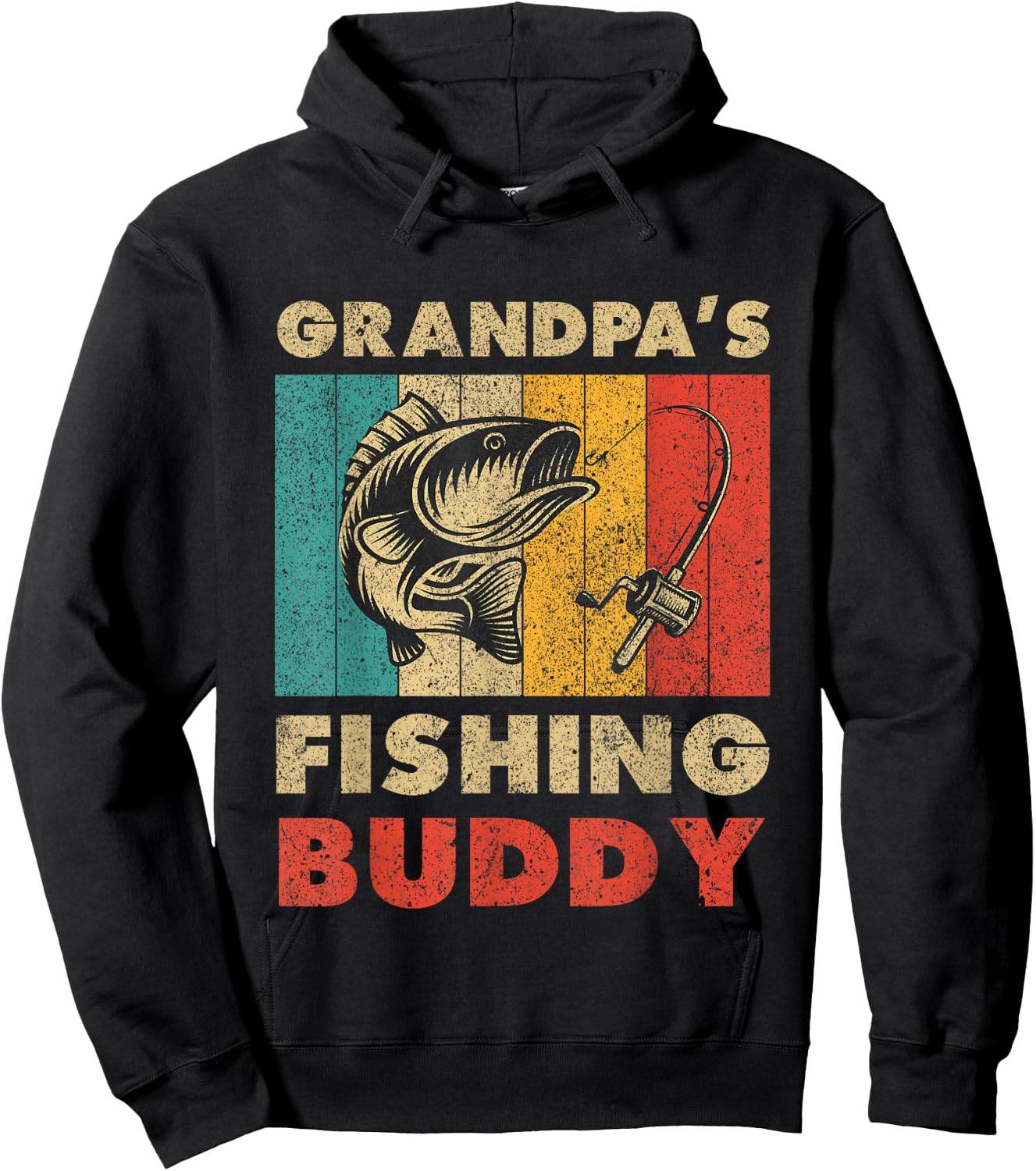 Funny Fishing Grandpa's Fishing Buddy Vintage Fishing Hoodie - Hoodie | Black