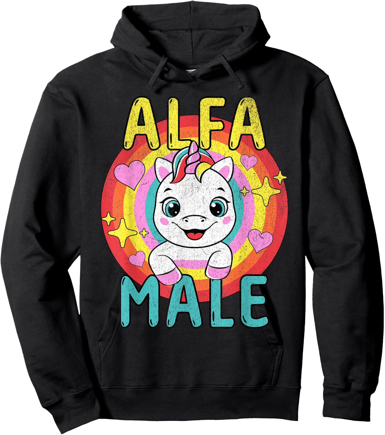 Unicorn Alpha Male Sarcastic Humor Rainbow Embarrassing Hoodie - Hoodie | Black
