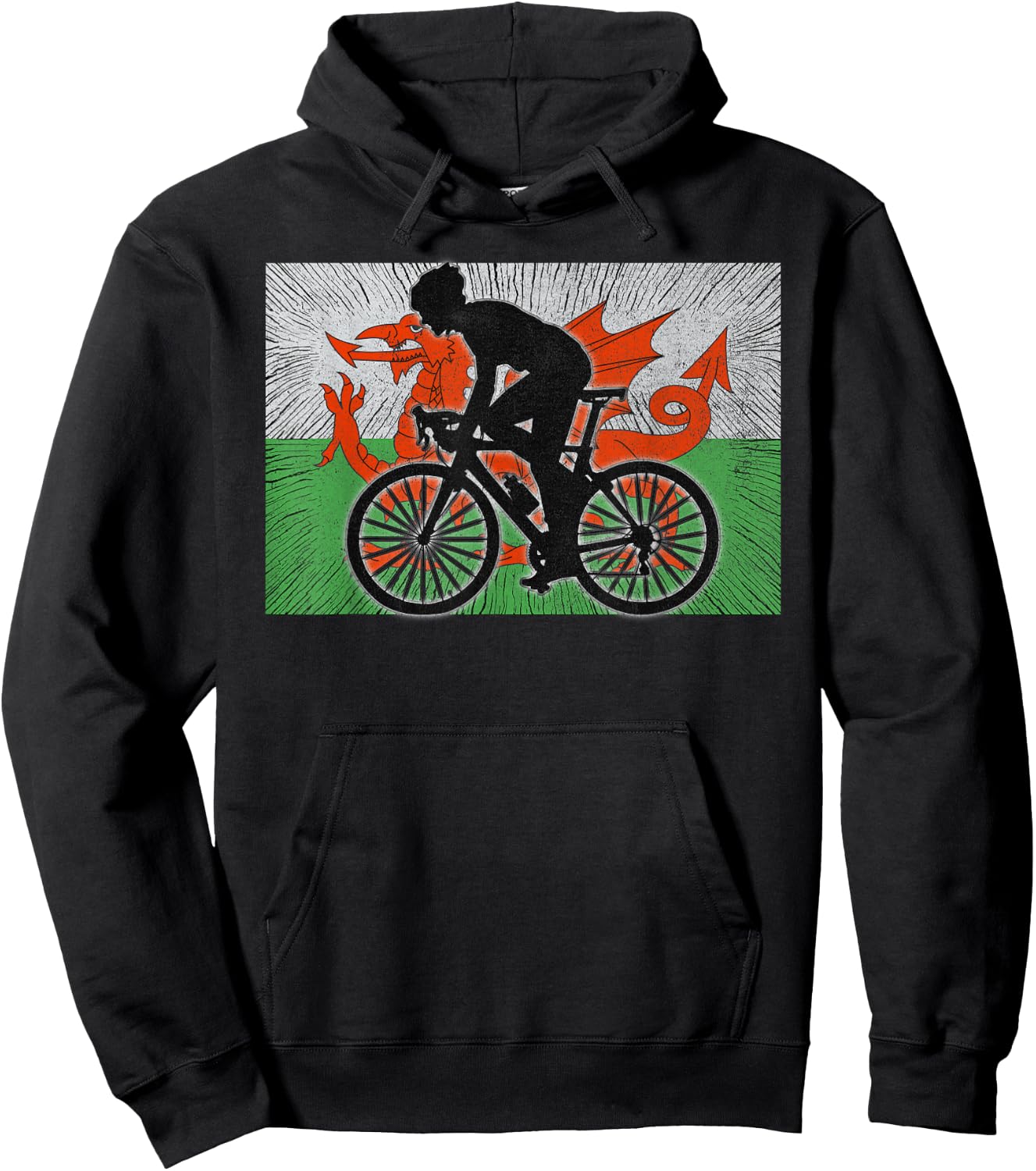 Wales Flag Bicycle Cycling Hoodie - Hoodie | Black