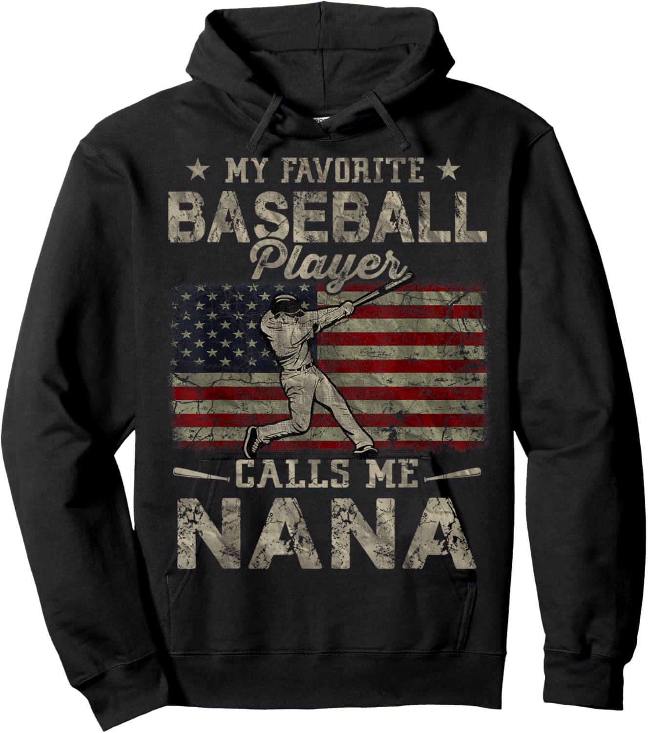 My Favorite Baseball Player Calls Me Nana Mother's Day Hoodie - Hoodie | Black