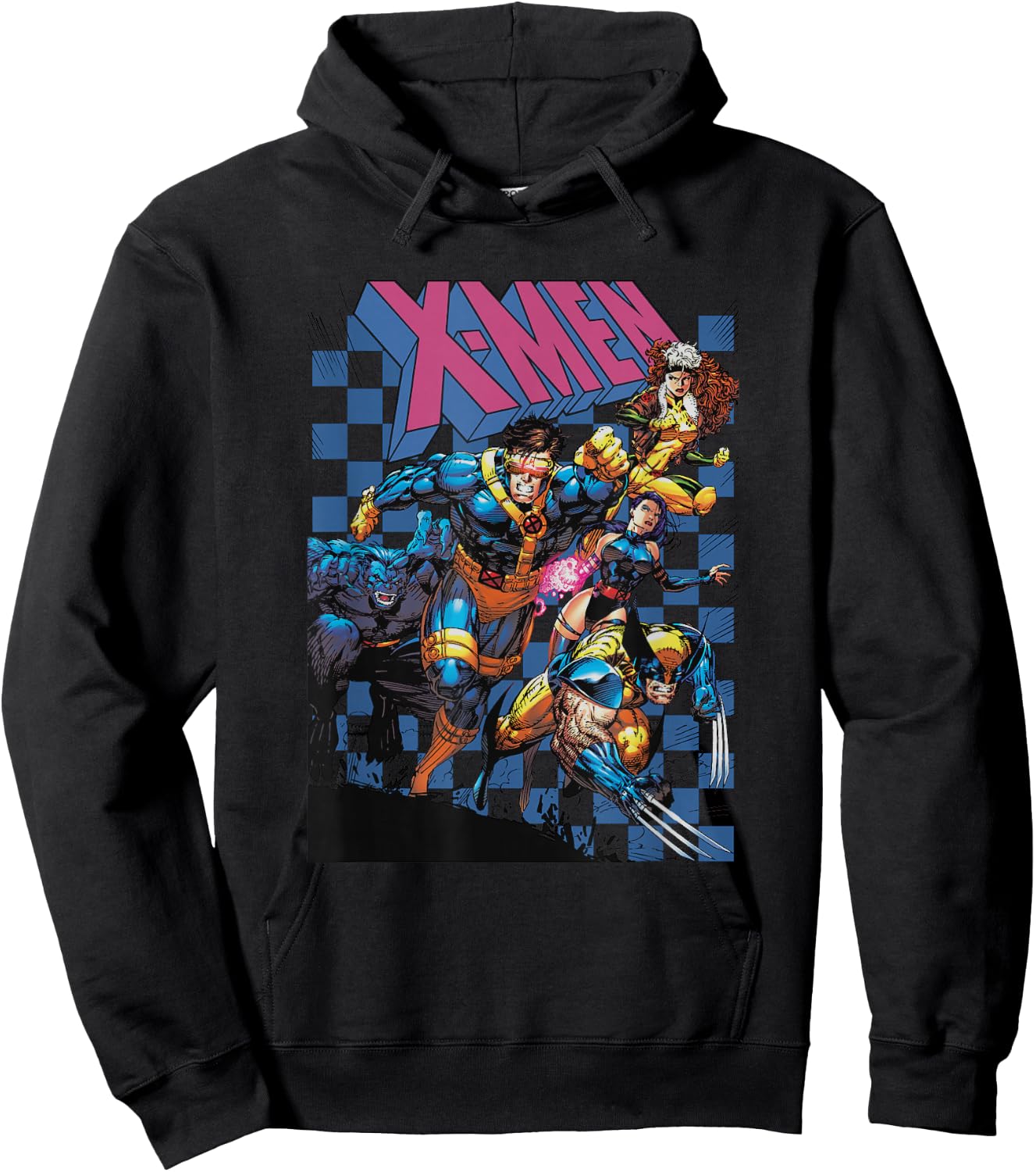Marvel X-Men Classic Team Lineup Charging Into Battle Retro Hoodie - Hoodie | Black