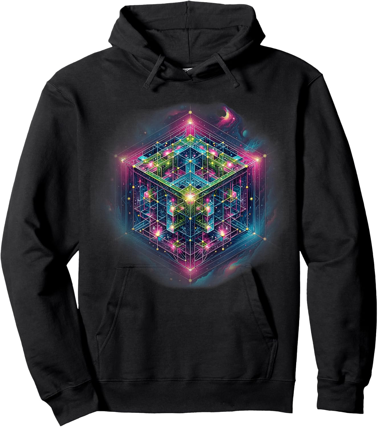 Sacred Geometry Flower of Life Metatron's Cube Hoodie - Hoodie | Black