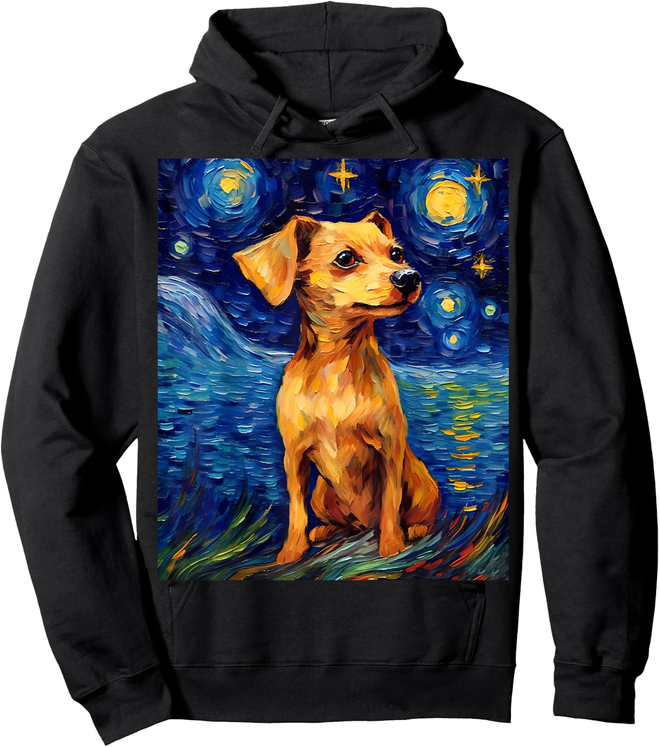 Surreal Starry Night Chiweenie Dog Hoodie - Hoodie | Black