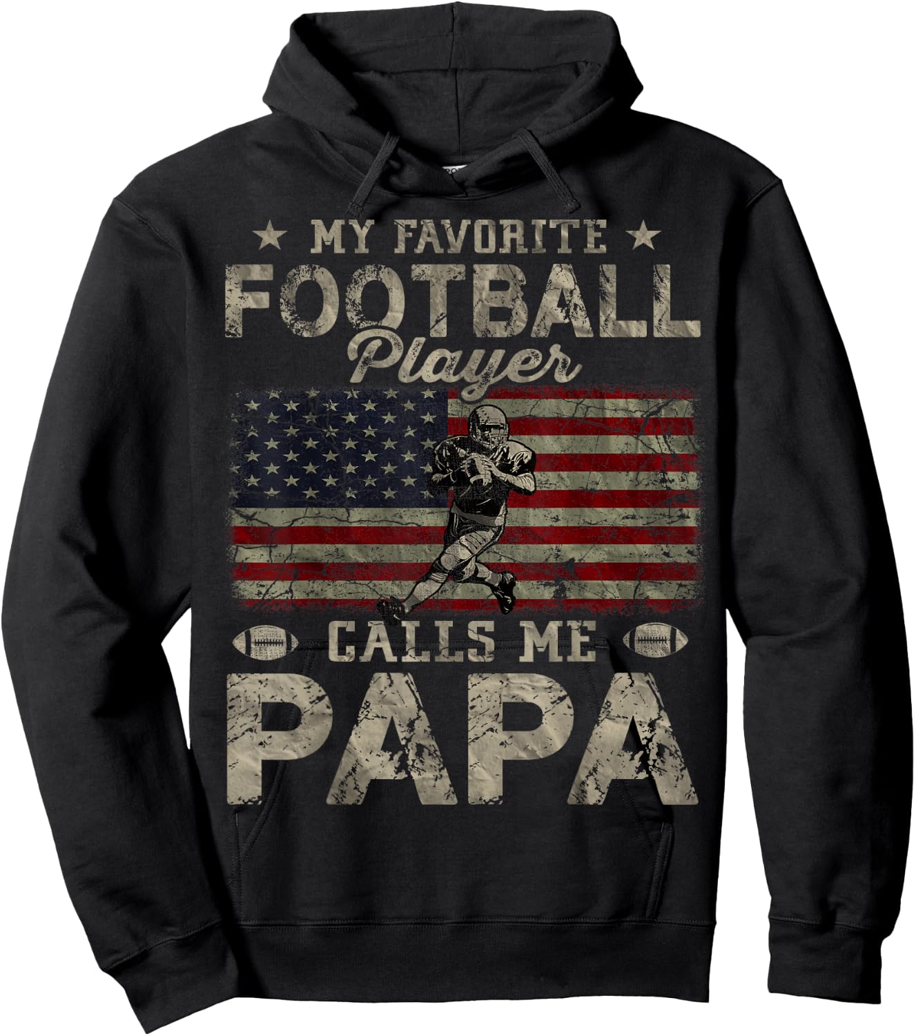My Favorite Football Player Calls Me Papa Father's Day Hoodie - Hoodie | Black