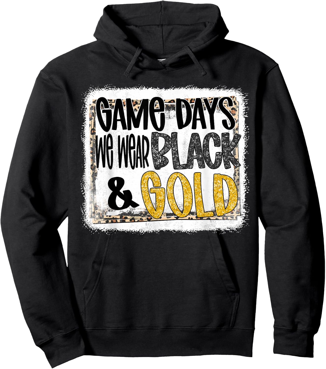 On Gameday Football We Wear Black and Gold School Spirit Hoodie - Hoodie | Black