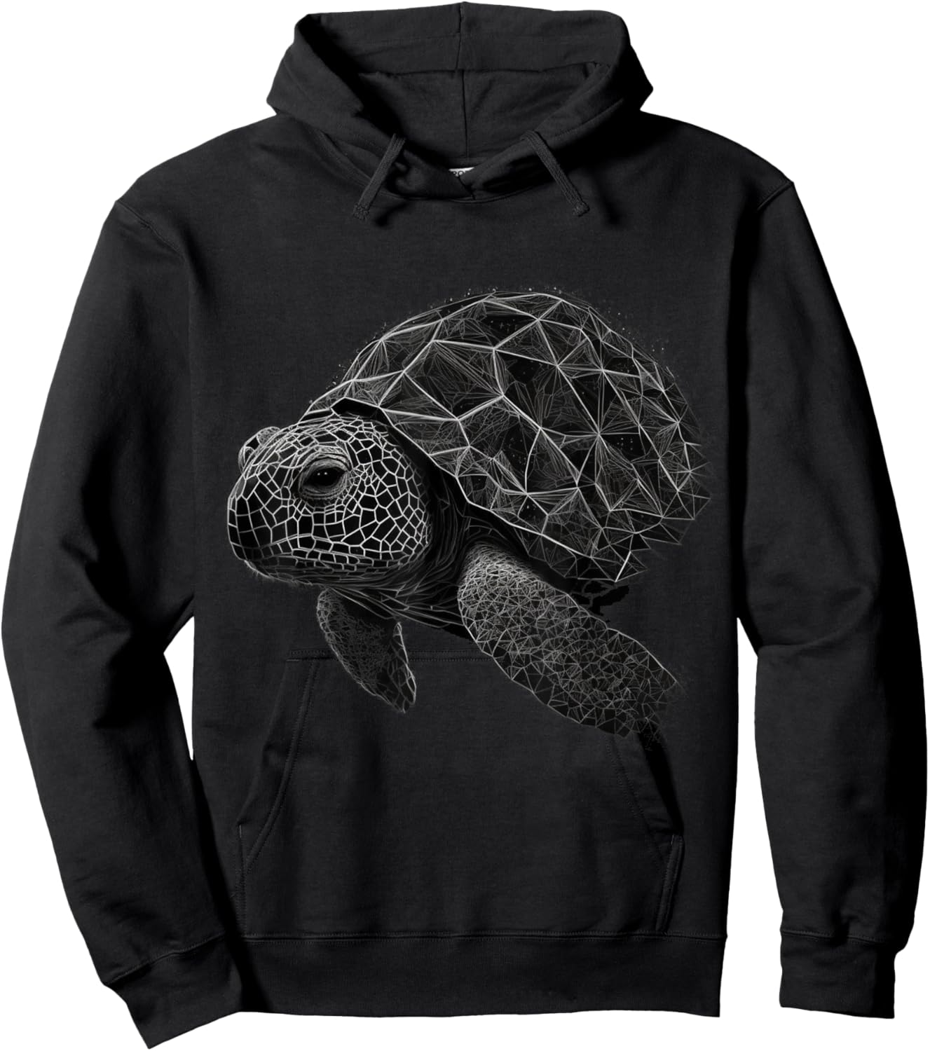 Turtle Geometric Art Polygon Animal Hoodie - Hoodie | Black