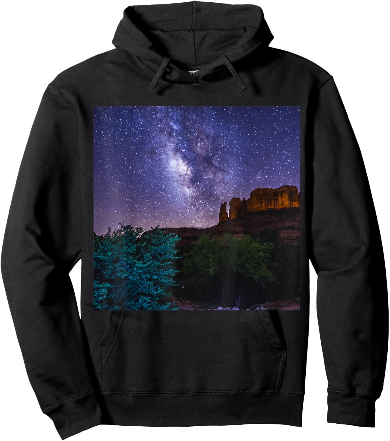Gorgeous Stars Milky-Way over Cathedral Rock, Arizona Hoodie - Hoodie | Black