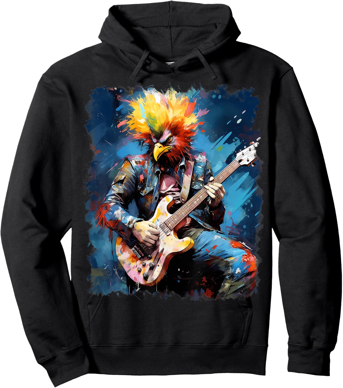 Rock Guitar Chicken Guitarist Hoodie - Hoodie | Black