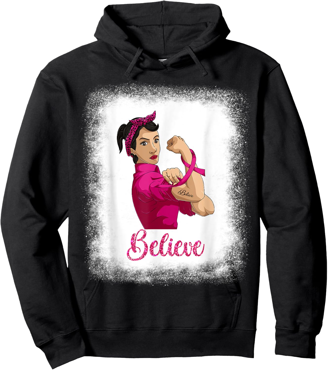 Latina Women Breast Cancer Shirt, Believe Rosie The Riveter Hoodie - Hoodie | Black