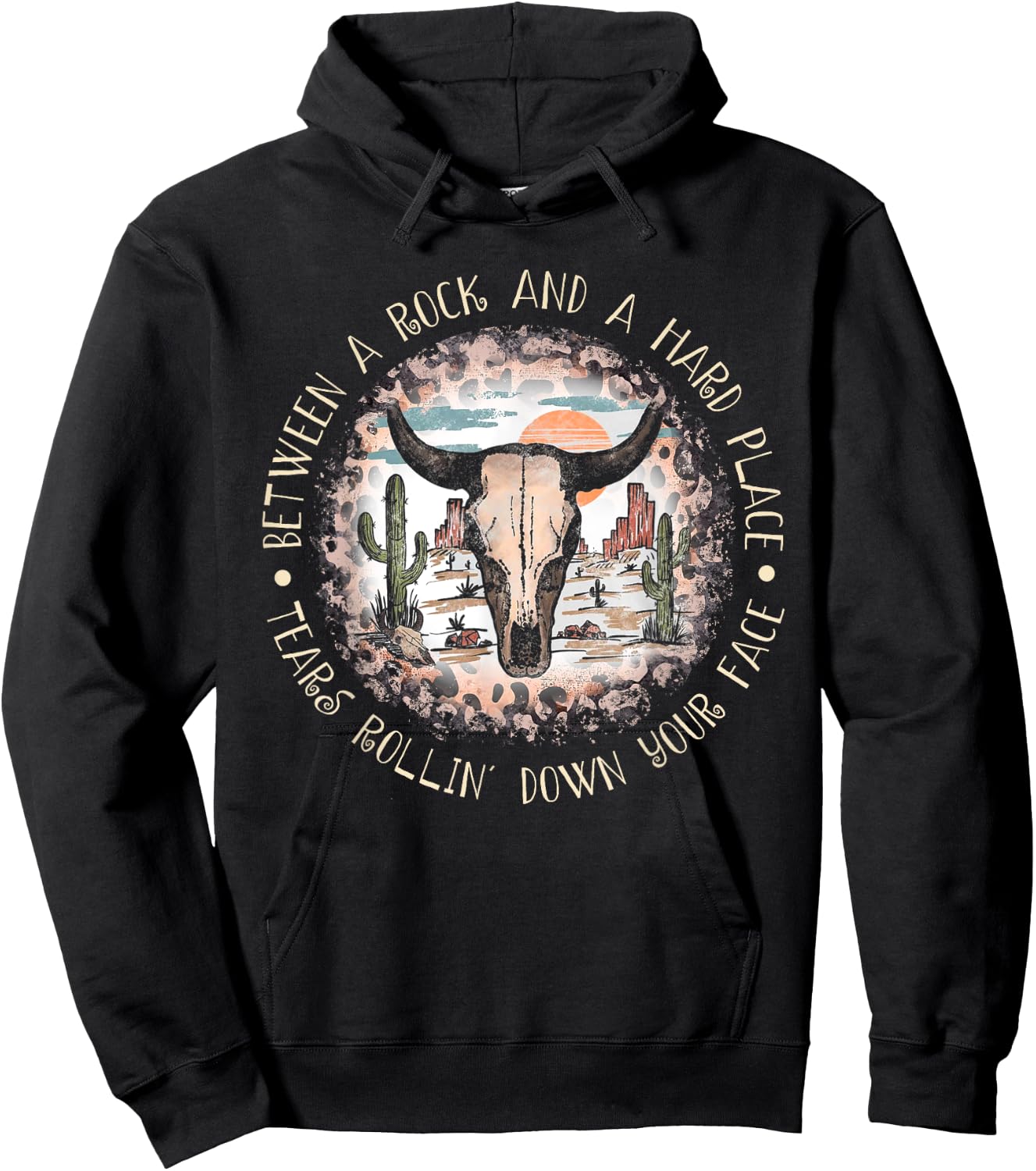 Between A Rock And A Hard Place Tears Rollin' Down Sunshine Hoodie - Hoodie | Black